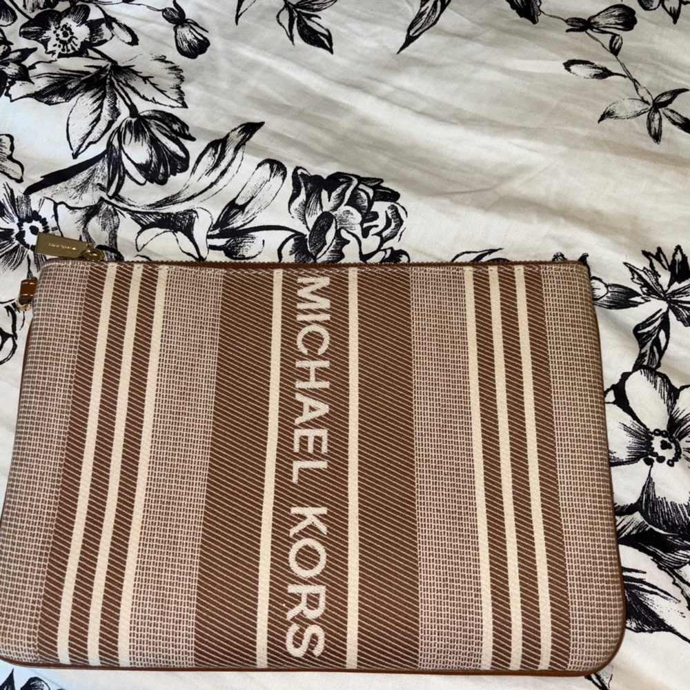 Michael Kors Medium Logo Stripe Zip Pouch